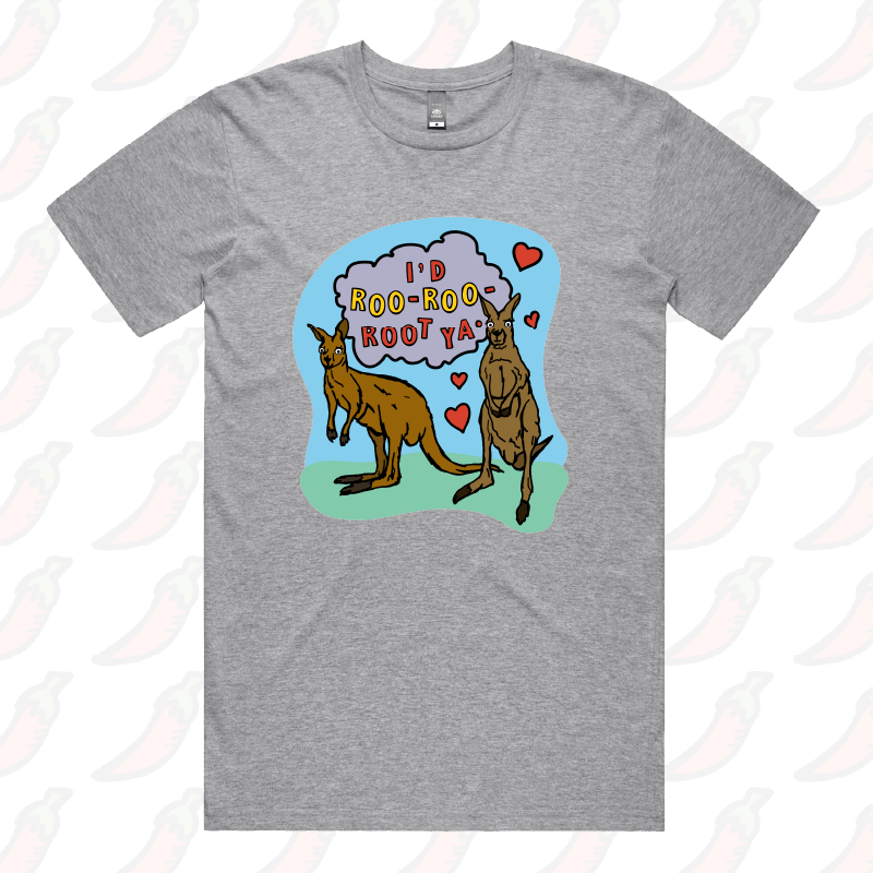 S / Grey / Large Front Design Roo Roo Root Ya 🦘 – Men's T Shirt