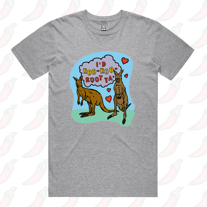 S / Grey / Large Front Design Roo Roo Root Ya 🦘 – Men's T Shirt