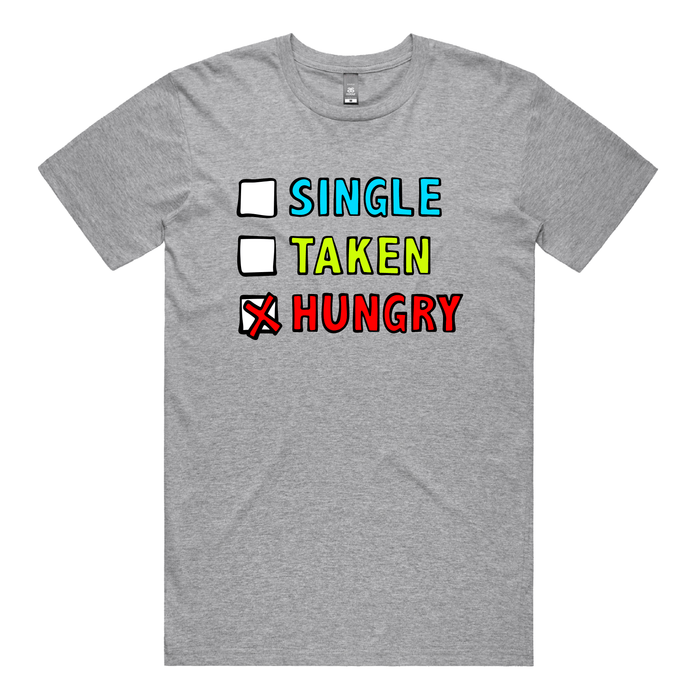 S / Grey / Large Front Design Single Taken Hungry 🍔🍟 - Men's T Shirt