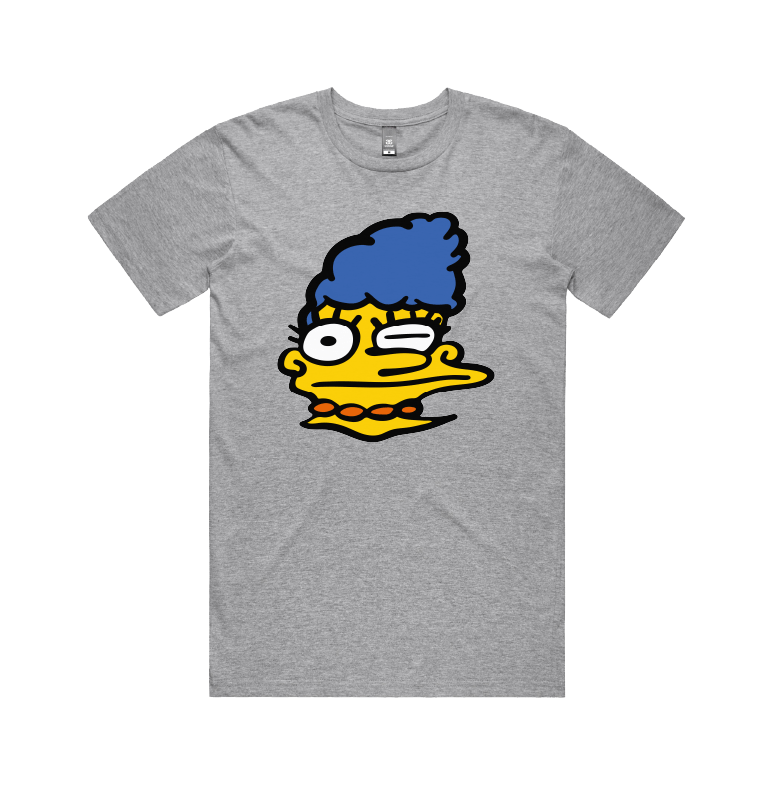 S / Grey / Large Front Design Smeared Marge 👕 - Men's T Shirt