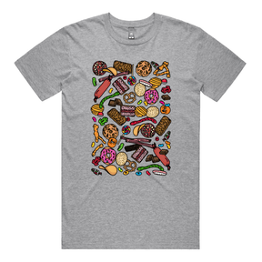 S / Grey / Large Front Design Snacks! 🍬🍪 - Men's T Shirt