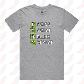 S / Grey / Large Front Design Swing Swear Drink Repeat 🏌 –  Men's T Shirt