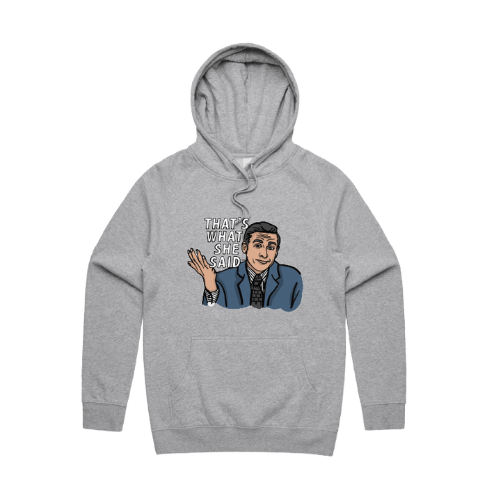 S / Grey / Large Front Design That's What She Said 🖨️ - Unisex Hoodie