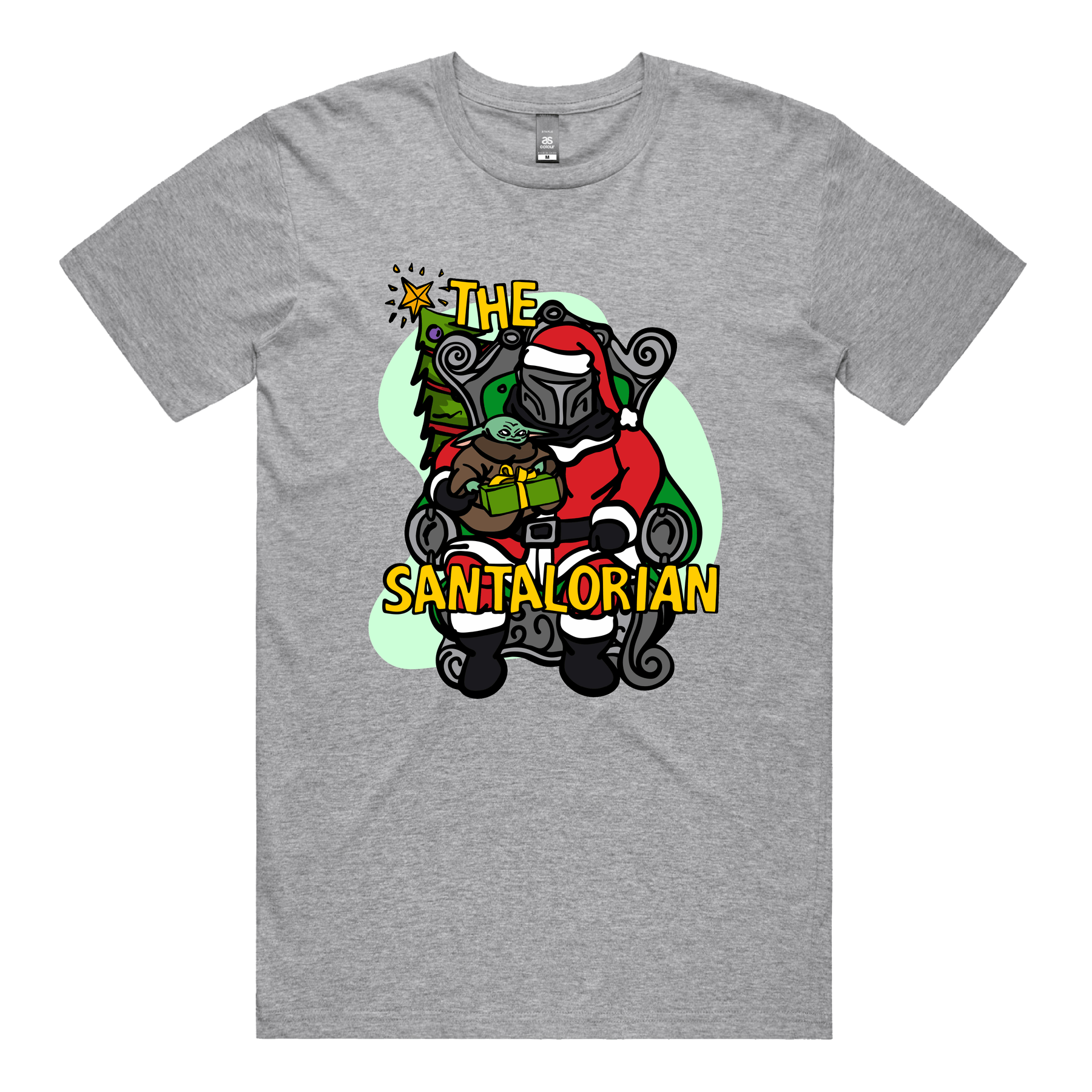 S / Grey / Large Front Design The Santalorian 👽🎅 - Men's T Shirt
