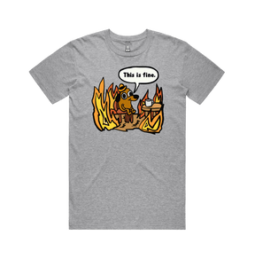 S / Grey / Large Front Design This Is Fine 🔥 - Men's T Shirt