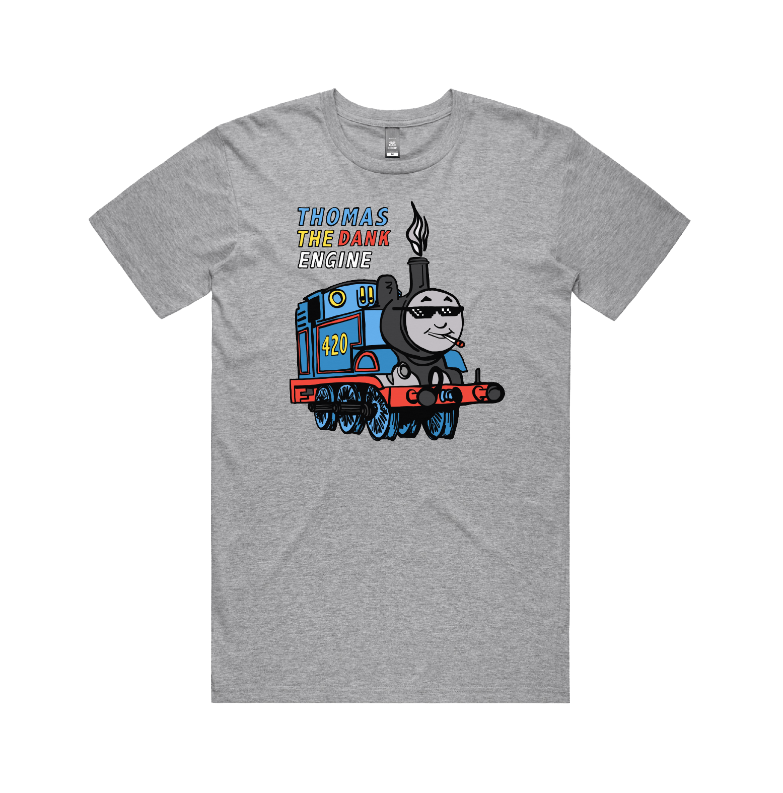 S / Grey / Large Front Design Thomas The Dank Engine 🚂 - Men's T Shirt