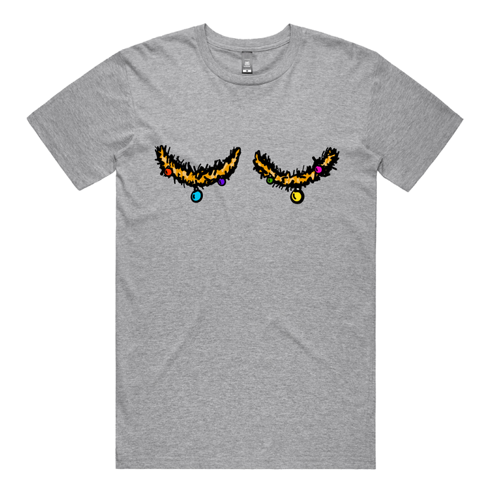 S / Grey / Large Front Design Tinsel Tits 🍈🍈🎄 - Men's T Shirt