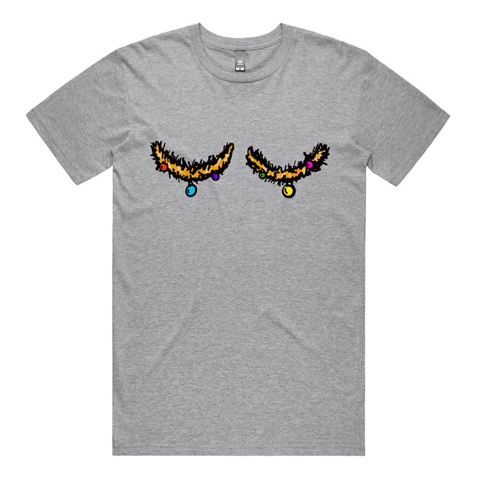S / Grey / Large Front Design Tinsel Tits 🍈🍈🎄 - Men's T Shirt