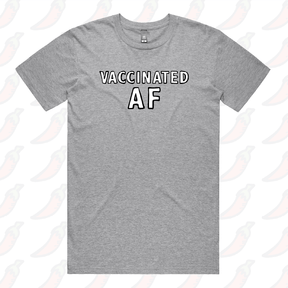 S / Grey / Large Front Design Vaccinated AF 💉 - Men's T Shirt