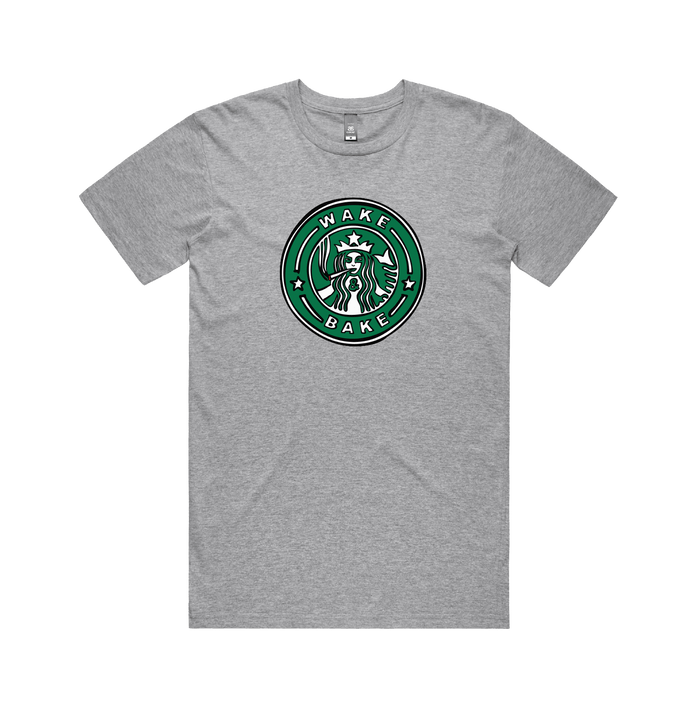 S / Grey / Large Front Design Wake & Bake 🚬 - Men's T Shirt
