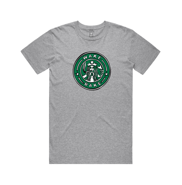S / Grey / Large Front Design Wake & Bake 🚬 - Men's T Shirt