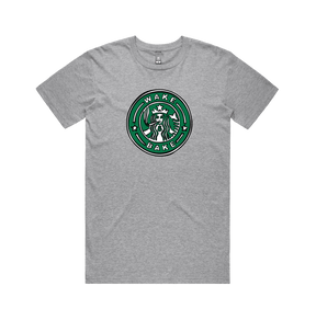 S / Grey / Large Front Design Wake & Bake 🚬 - Men's T Shirt