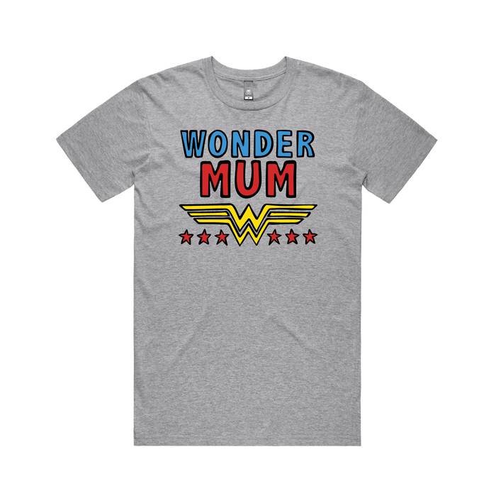 S / Grey / Large Front Design Wondermum 🦸‍♀️ - Men's (Unisex) T Shirt