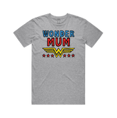 S / Grey / Large Front Design Wondermum 🦸‍♀️ - Men's (Unisex) T Shirt