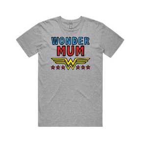 S / Grey / Large Front Design Wondermum 🦸‍♀️ - Men's (Unisex) T Shirt