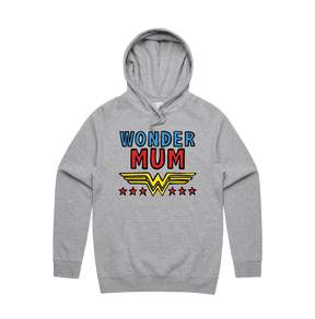 S / Grey / Large Front Design Wondermum 🦸‍♀️ - Unisex Hoodie