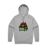 S / Grey / Large Front Print 2020 Dumpster Fire 🗑️ - Unisex Hoodie
