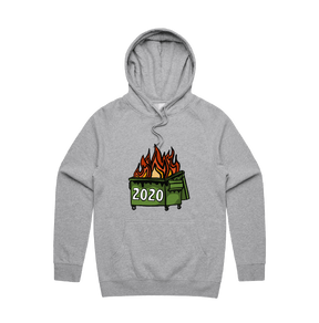 S / Grey / Large Front Print 2020 Dumpster Fire 🗑️ - Unisex Hoodie