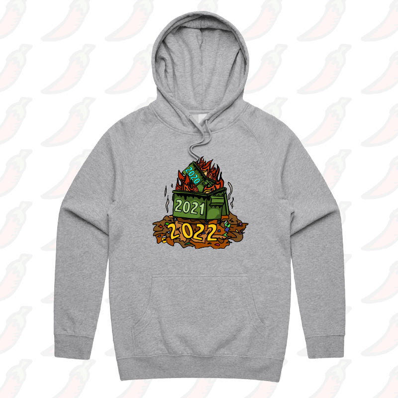 S / Grey / Large Front Print 2022 Dumpster Fire 🔥 🗑️ – Unisex Hoodie