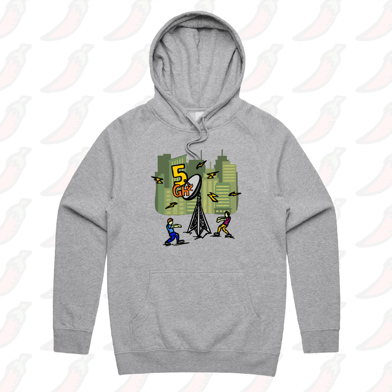 S / Grey / Large Front Print 5G Zombie 📡🧟‍♂️ - Unisex Hoodie