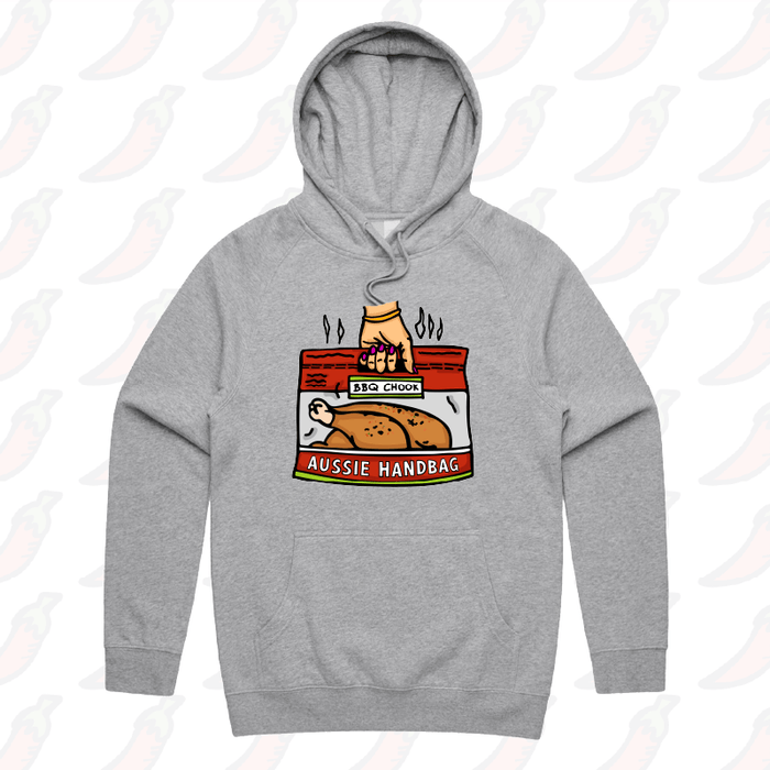 S / Grey / Large Front Print Aussie Handbag 🍗 – Unisex Hoodie
