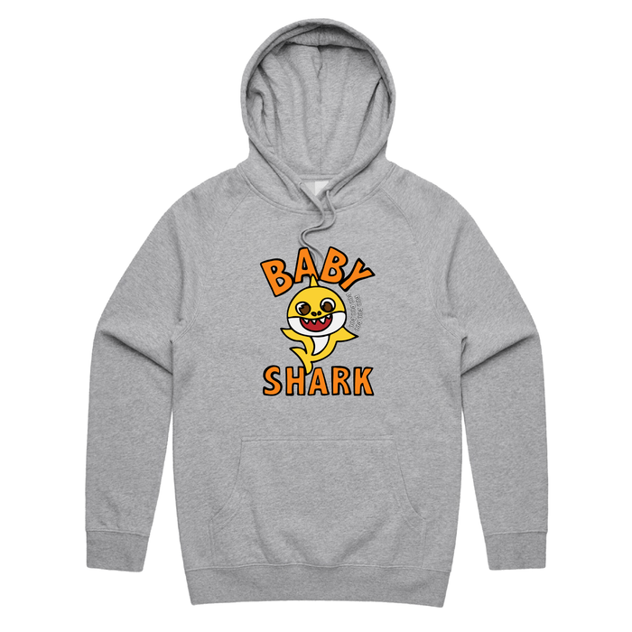 S / Grey / Large Front Print Baby Shark 🦈 - Unisex Hoodie