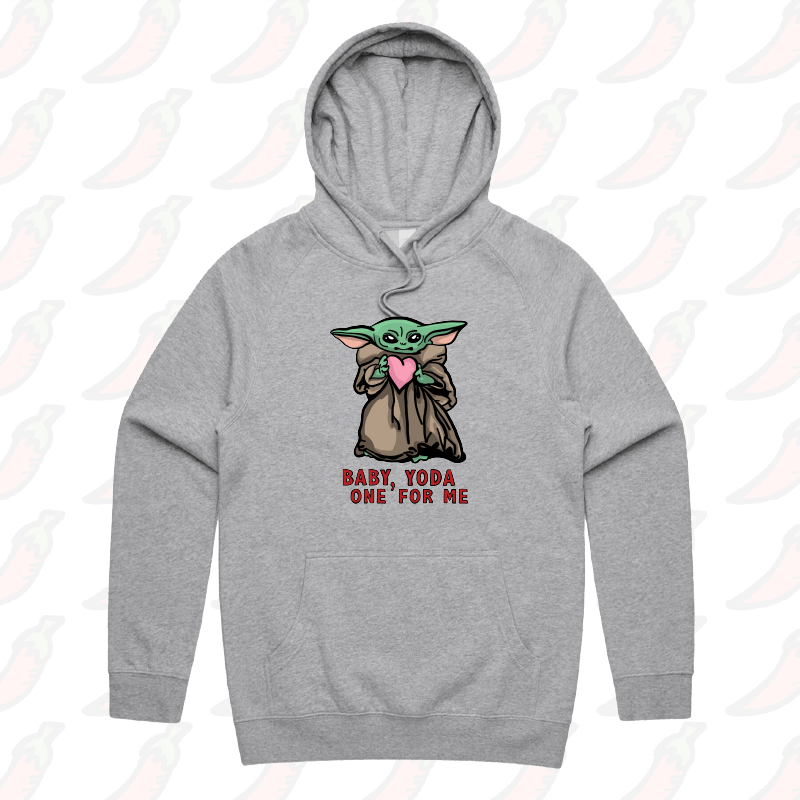 S / Grey / Large Front Print Baby Yoda Love 👽❤️ - Unisex Hoodie