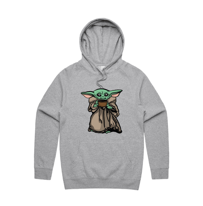 S / Grey / Large Front Print Baby Yoda 👶 - Unisex Hoodie