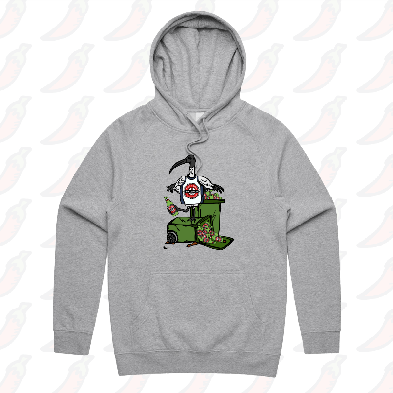 S / Grey / Large Front Print Bali Bin Chicken 🗑️ - Unisex Hoodie