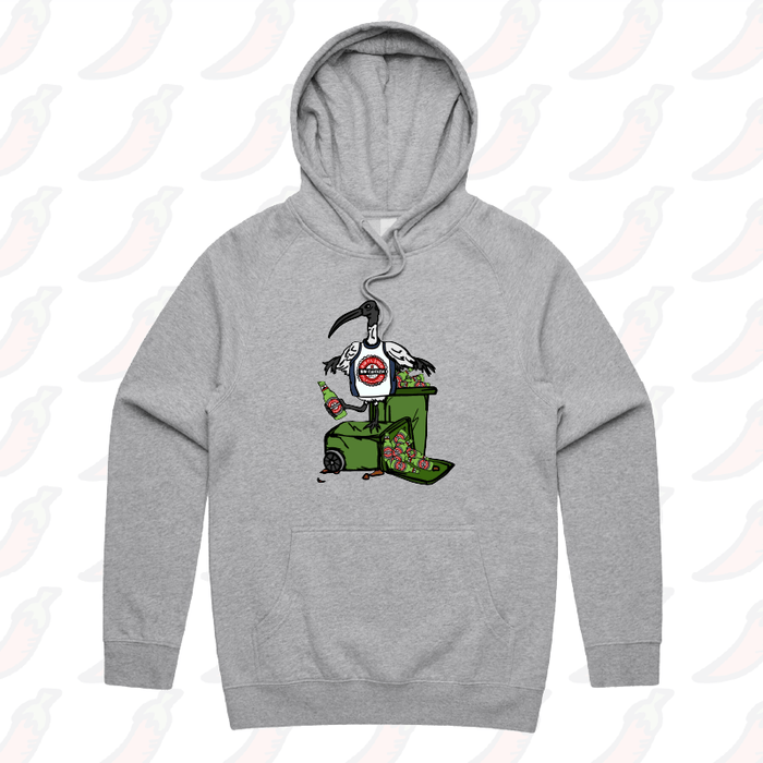 S / Grey / Large Front Print Bali Bin Chicken 🗑️ - Unisex Hoodie