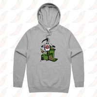 S / Grey / Large Front Print Bali Bin Chicken 🗑️ - Unisex Hoodie