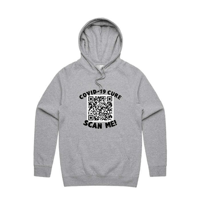 S / Grey / Large Front Print Big Barry UNCENSORED QR Prank 🍆  - Unisex Hoodie