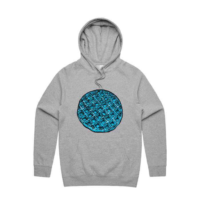 S / Grey / Large Front Print Blue Waffle 🧇🤮 - Unisex Hoodie