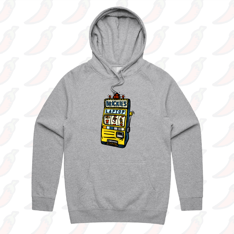 S / Grey / Large Front Print Brickie’s Laptop 🎰 - Unisex Hoodie