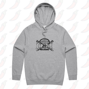 S / Grey / Large Front Print Certified Ziptie Mechanic 🔧 – Unisex Hoodie