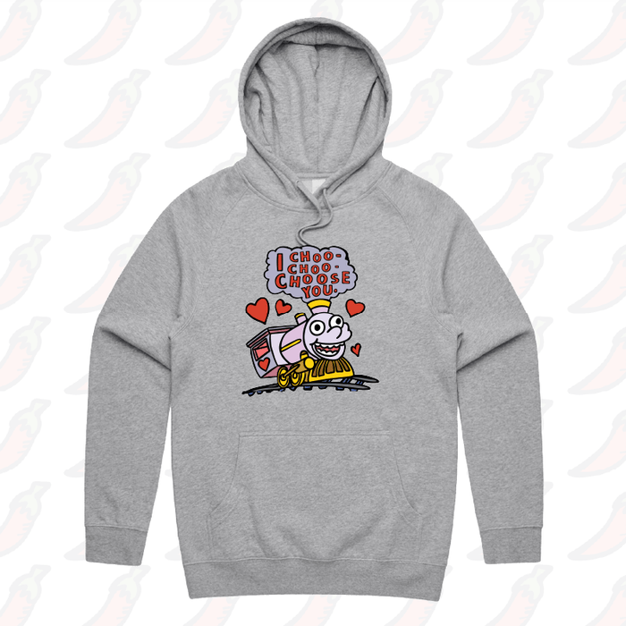 S / Grey / Large Front Print Choo Choo Choose You 🚂- Unisex Hoodie