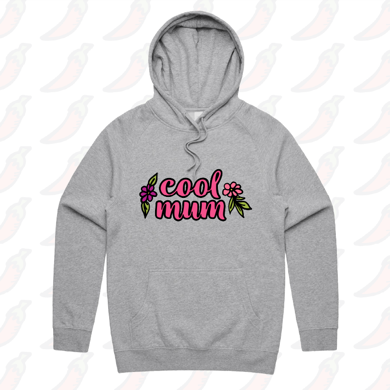 S / Grey / Large Front Print Cool Mum 🌷– Unisex Hoodie