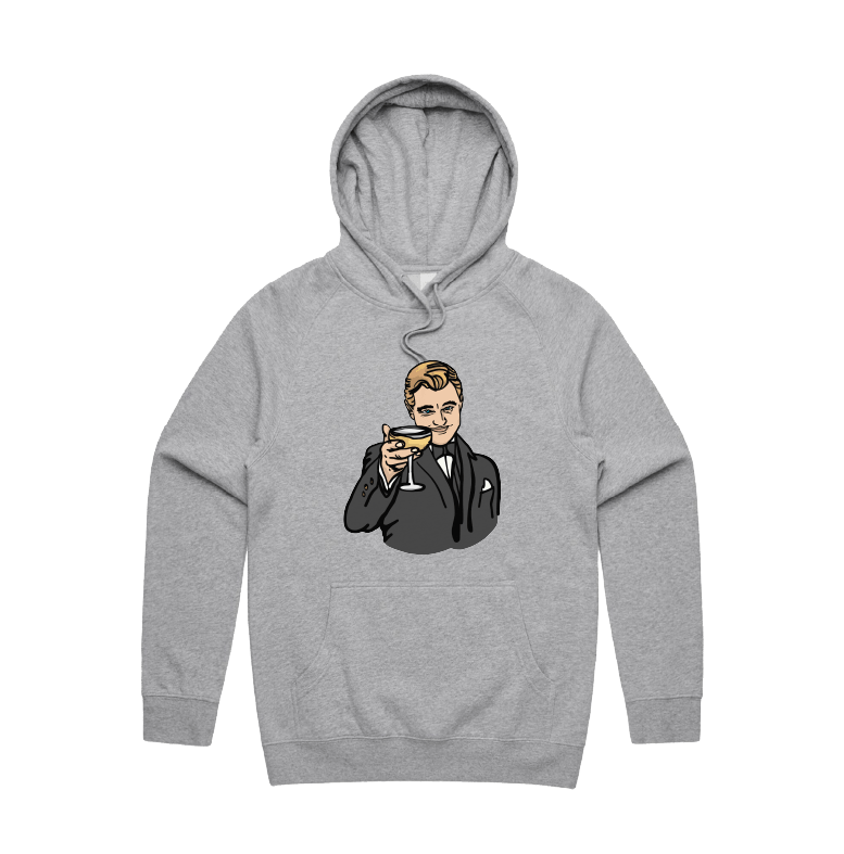 S / Grey / Large Front Print DiCaprio Gatsby Cheers 🍸 - Unisex Hoodie