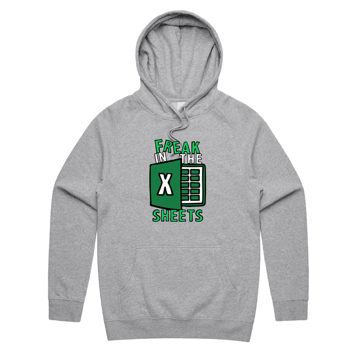 S / Grey / Large Front Print Freak in the Sheets 📈🛌- Unisex Hoodie