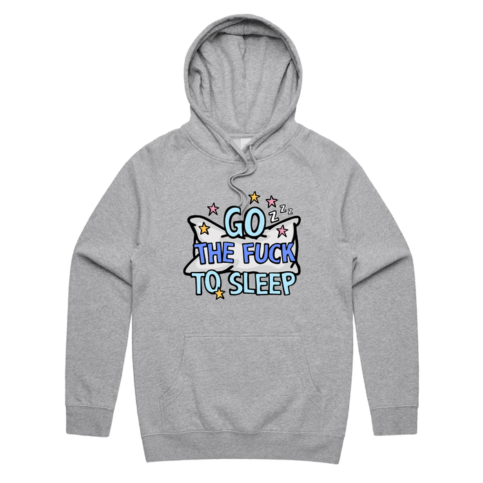 S / Grey / Large Front Print Go The F To Sleep 🤬💤 - Unisex Hoodie