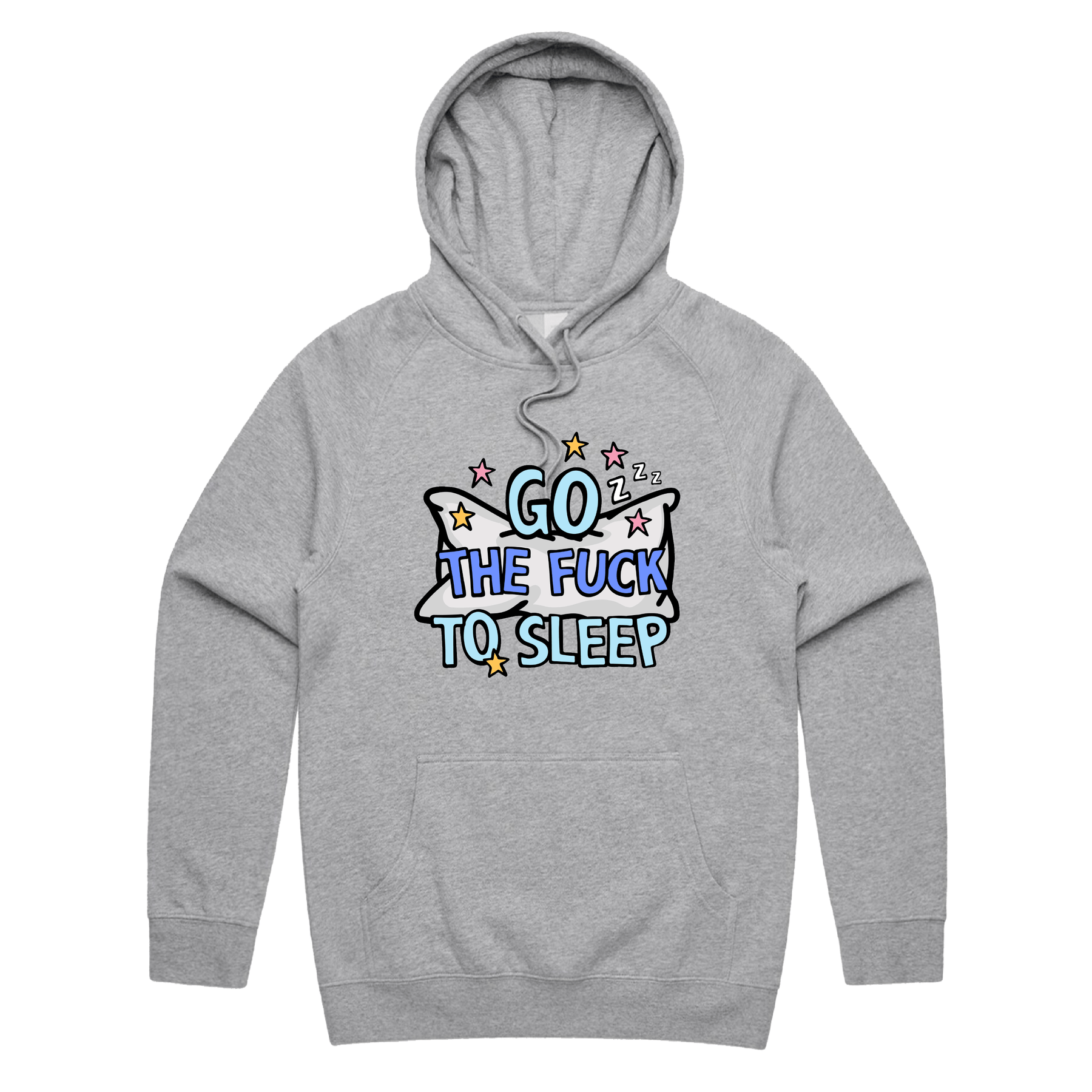 S / Grey / Large Front Print Go The F To Sleep 🤬💤 - Unisex Hoodie
