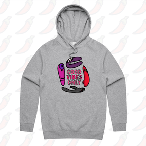 S / Grey / Large Front Print Good Vibes Only 🍡 – Unisex Hoodie