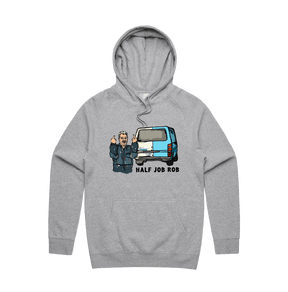 S / Grey / Large Front Print Half Job Rob 🤬 - Unisex Hoodie