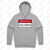 S / Grey / Large Front Print Hello, I'm Vaccinated 👋 - Unisex Hoodie