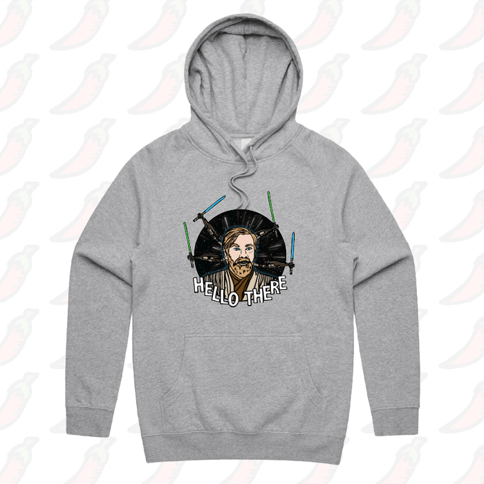 S / Grey / Large Front Print Hello There! 👋 - Unisex Hoodie