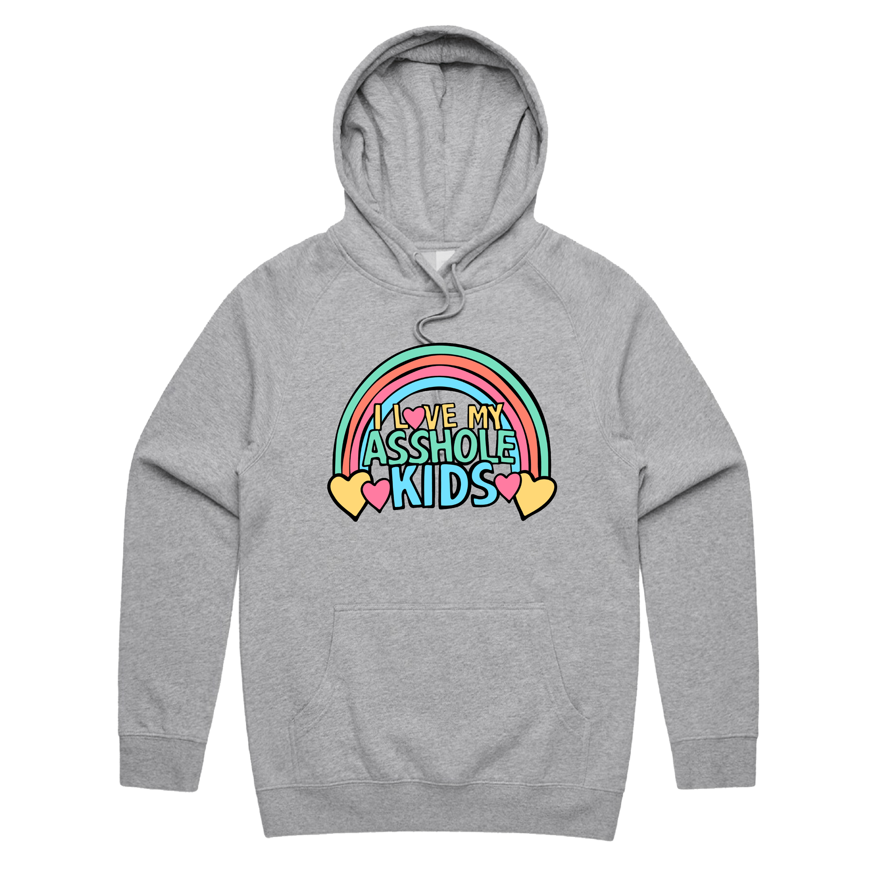 S / Grey / Large Front Print I Love My A$$hole Kids ❤️💢 - Unisex Hoodie