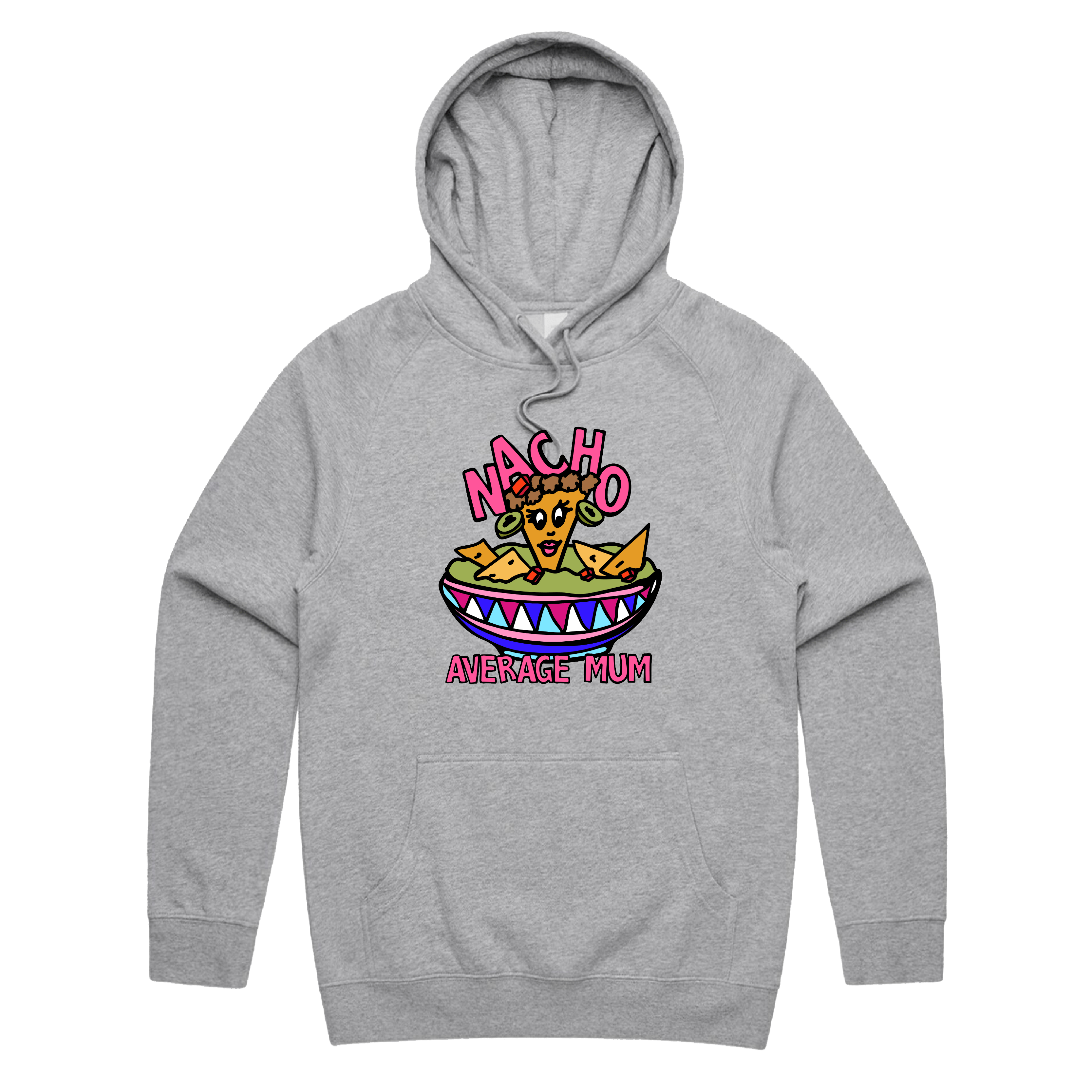 S / Grey / Large Front Print Nacho Average Mum 😉 – Unisex Hoodie