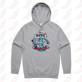 S / Grey / Large Front Print Nuke The Whales 💣🐳 – Unisex Hoodie