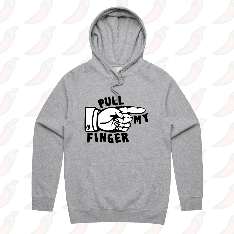 S / Grey / Large Front Print Pull My Finger 👉 – Unisex Hoodie