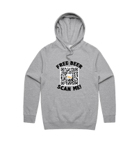 S / Grey / Large Front Print Rick Roll QR Prank 🎵  - Unisex Hoodie